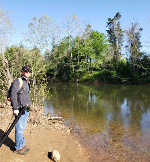 Preparing to fish in the Rivanna River