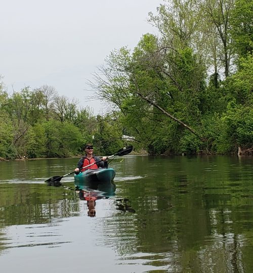 kayaking in the Rivanna River, near Charlottesville, VA